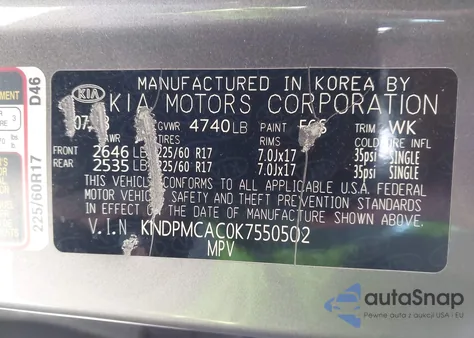 2019 Kia Sportage Lx из США, поврежденный, VIN KNDPMCAC0K7550502